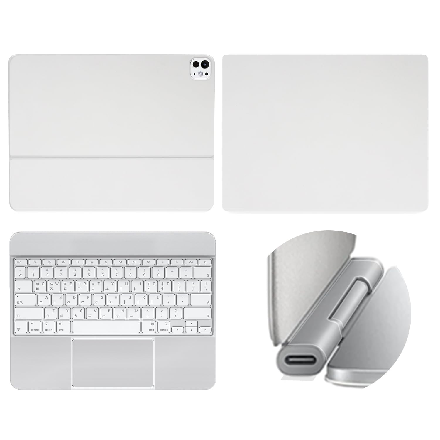 Photo 1 of [3in1 Full Set] Top & Bottom Matte White Skin & Palm Rest/Hinge Transparent Matte Ultra Thin Skin Cover Film for ipad Pro 11 M5 M4 2025 2024 Magic Keyboard