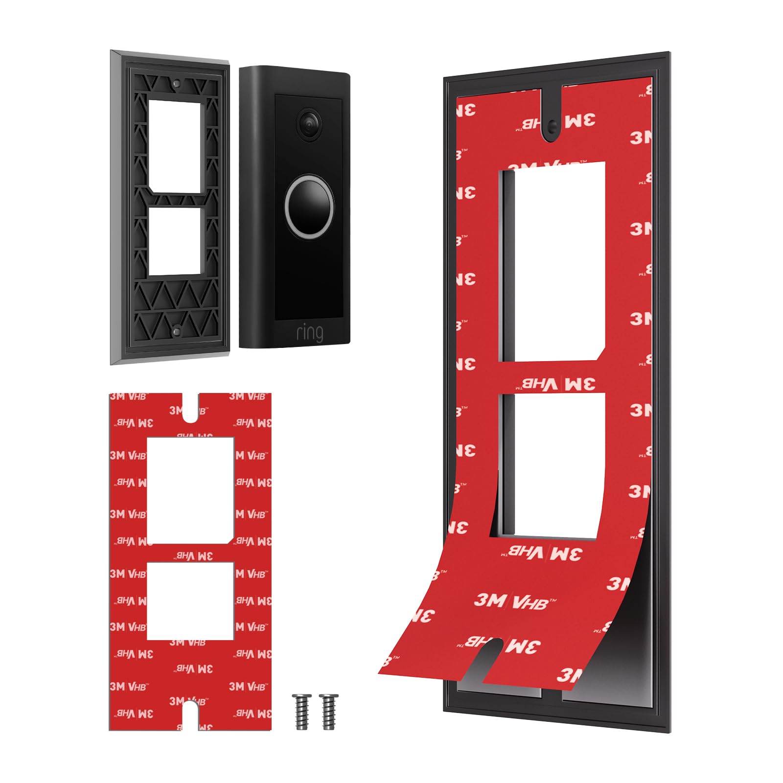 Photo 1 of No-Drill Adhesive Mount for Ring Video Doorbell Wired (Model 5AT3T5) Video Doorbell - Strong Adhesive Tape Holder Bracket, Universal Door/Wall Mount for Apartments, Rentals, Office & Houses