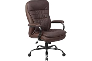 Boss Office Products Heavy Duty Double Plush LeatherPlus Chair with 350lbs Weight Capacity in Bomber Brown (B991-BB)