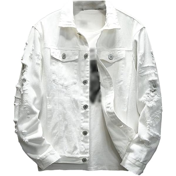 DGKaxiyaHM Men's Distressed Ripped Button Denim Jacket Lightweight