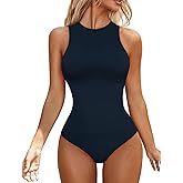 Niipty Women's Tummy Control Shapewear Bodysuit High Neck Seamless Body Shaper Sleeveless Racerback Thong Body Suit Tank