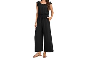 Womens Casual Summer Jumpsuits for Women Dressy 2026 Fashion Ruffle Cap Sleeve Romper Crew Neck One Piece Outfits