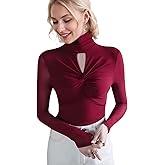 Women's Sexy Autumn Slim Fitting Long Sleeved Turtleneck Pullover Bottom Shirt Mesh Lace Perspectives T-Shirt Top.
