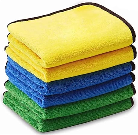 Amazon Nu Fitness 洗車 タオル マイクロファイバークロス 吸水 速乾 両面タイプ 超吸水 傷防止 速乾 プロ仕様 洗車 家事用 掃除 ふき取り 30x40cm 6枚セット 3色版 70g 6枚セット クロス タオル 車 バイク