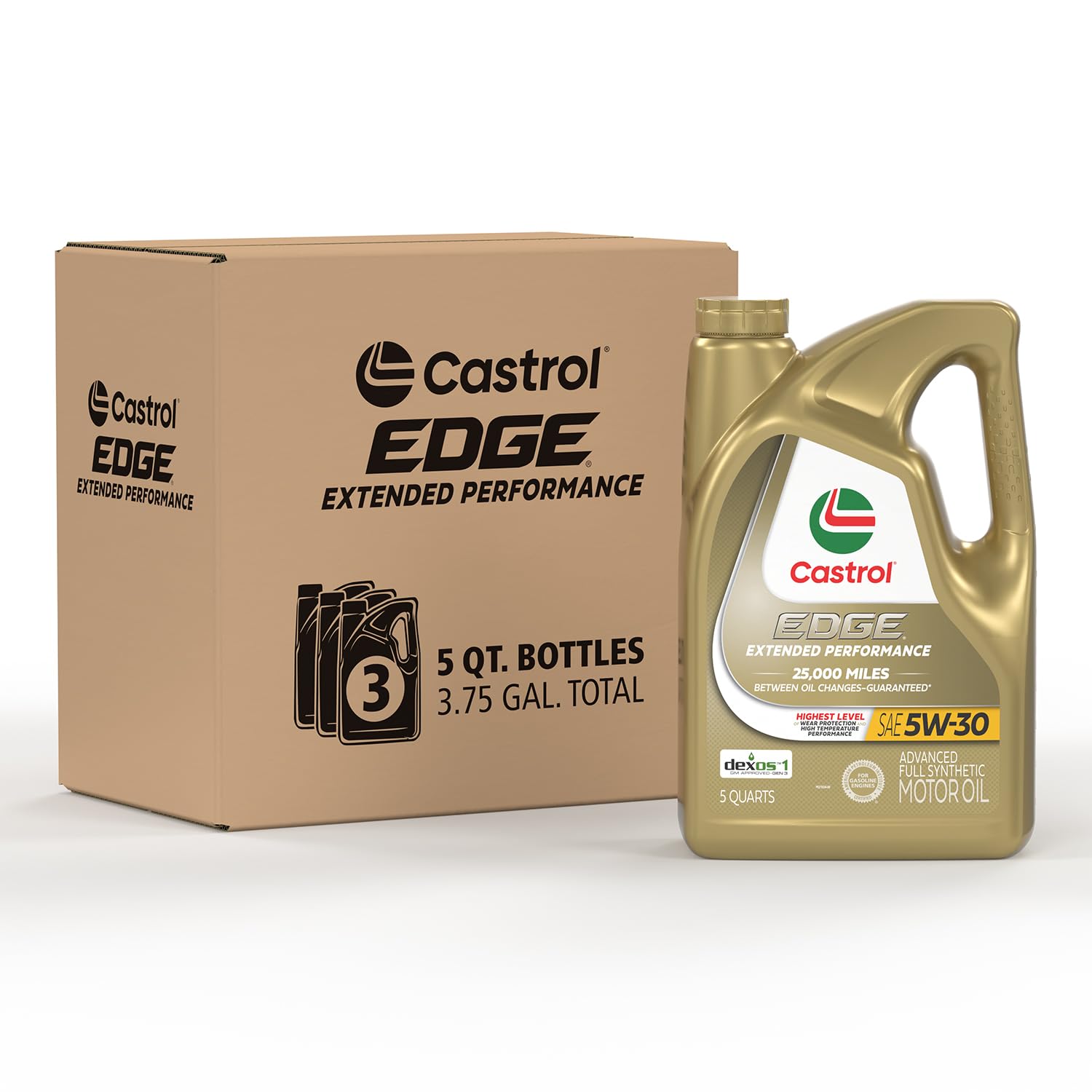 Photo 1 of Castrol EDGE Extended Performance 5W-30 Advanced Full Synthetic Motor Oil, 5 Quarts, Pack of 3