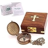 Compass – Brass Directional Vintage Compass Engraved with “for I Know The Plans I Have for You – Jeremiah 29:11” Communion Christian Gifts for Women/Men, Nautical Handmade Antique Décor Baptism Gifts
