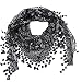 Fanhong Lace Tassel Sheer Burnt-out Floral Print Triangle Mantilla Scarf Shawl Neck Wrap Black