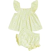 Mubineo Baby Girl Summer Clothes Cute Ruffle Tops Dress Shorts Outfits Set Infant Toddler Shrit Bloomers Princess Outfit