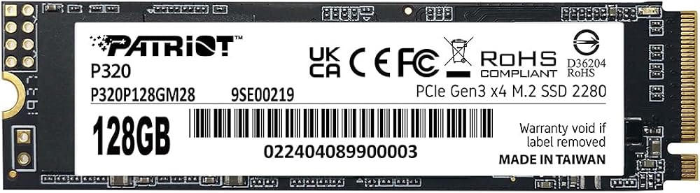 Patriot Memory P320 128GB NVMe PCIe Gen3x4 M.2 2280 SSD P320P128GM28