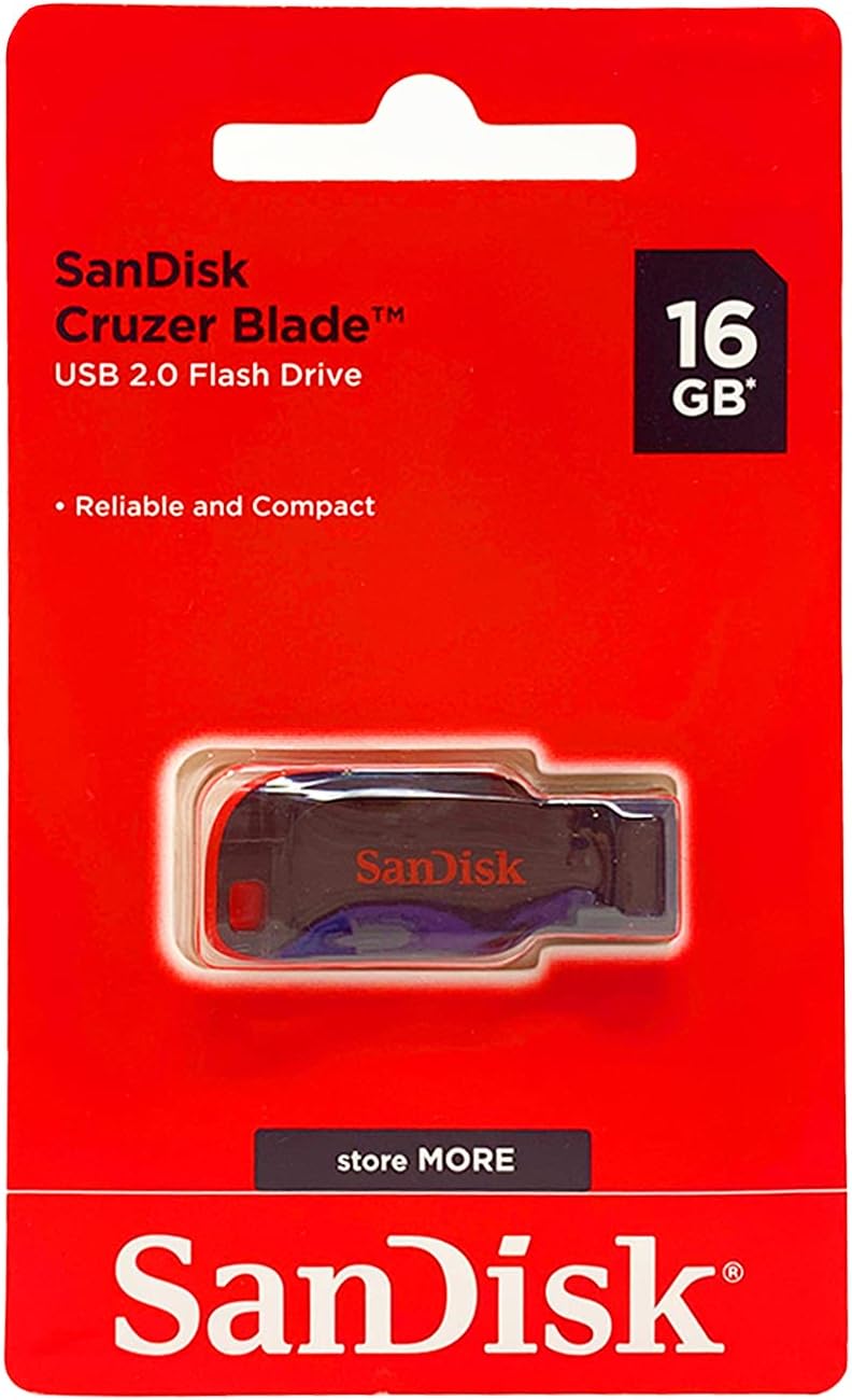 SanDisk 16GB USB 2.0 Flash Drive Black Red SDCZ50-016G-B35