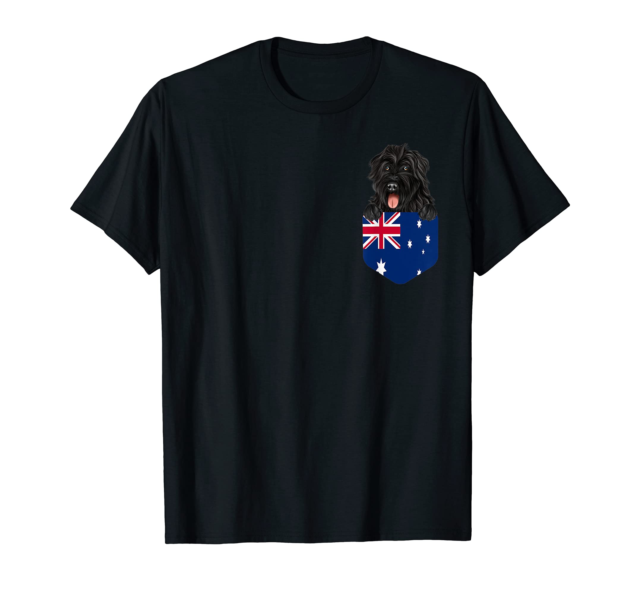 Australia Flag Bouvier des Flandres Dog In Pocket T-Shirt