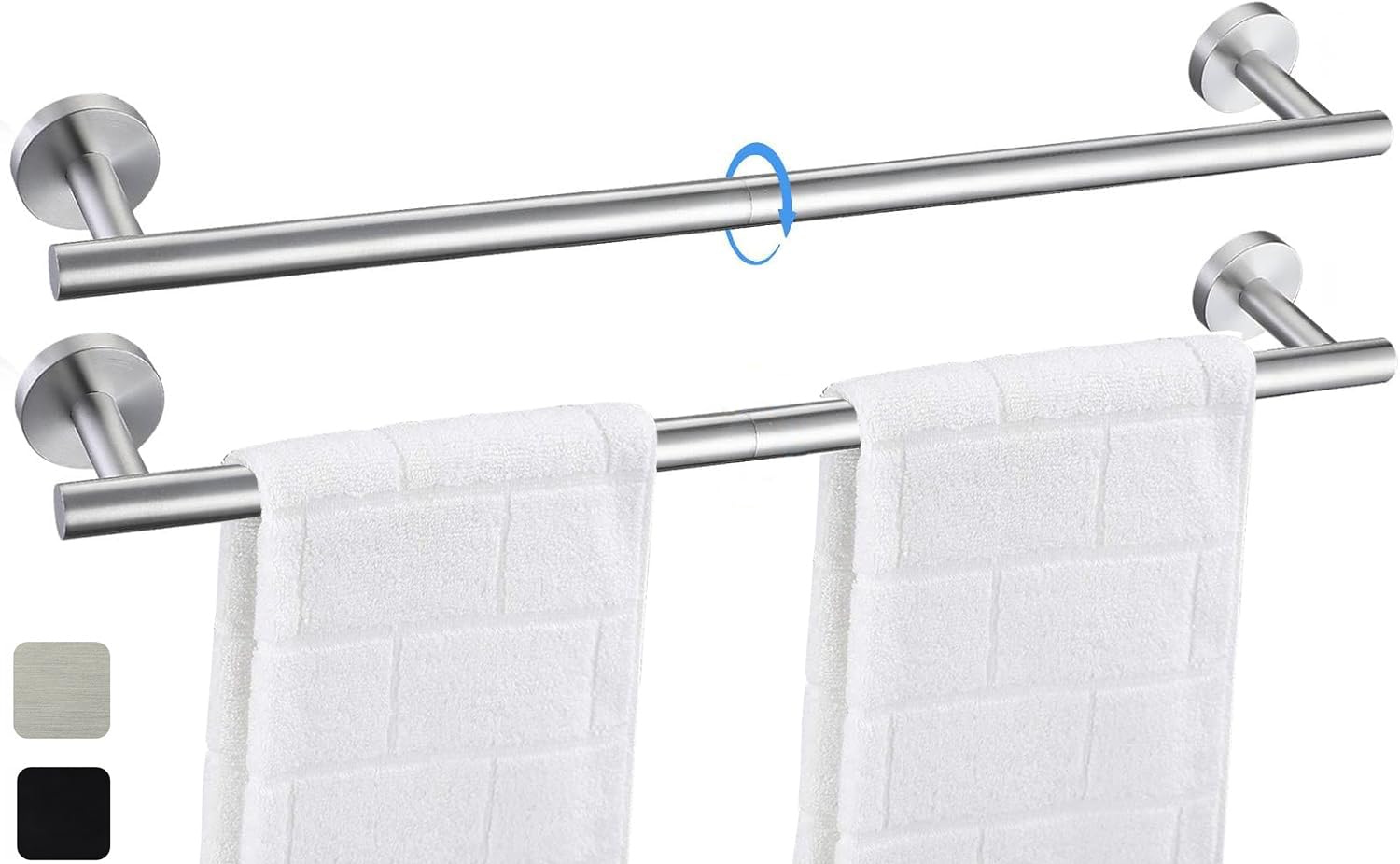 Photo 1 of 24 Inch Towel Bar 2 Pack for Bathroom 9/12/16/24/28/33 Inch Kitchen Hand Towel Holder Brushed Nickel Stainless Steel 304 RUSTPROOF Wall Mount Towel Rod 2 of Pack (2, Brushed Nickel, 24 Inch)