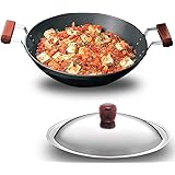Futura L23 Hawkins Hard Anodised Deep Fry Pan/Kadhai with Flat Bottom and Steel Lid, 2.5 Liter, Small, Black