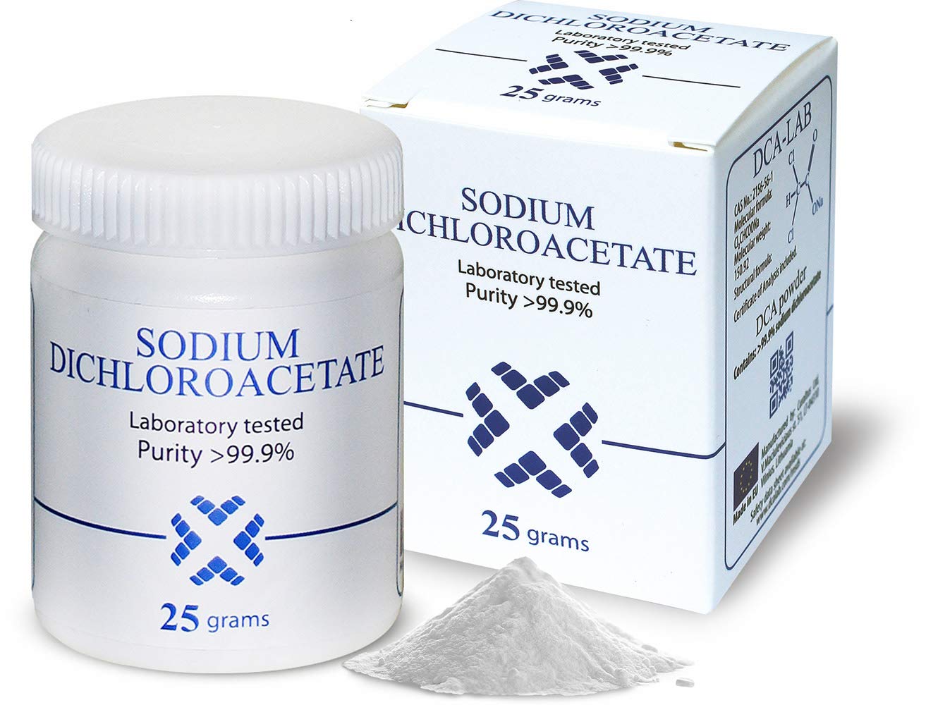 Sodium Dichloroacetate - DCA 25 Gram Powder, Purity >99.9%, Certificate of Analysis Included, Made in EU, by DCA LAB, Tested in a Certified Laboratory, Buy Directly from Manufacturer, 0.9 Ounce