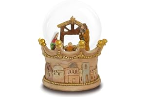 Aobaks 8.25 Inch Height Christmas Snow Globe with LED Light Musical Snowflakes Holiday Decoration, Nativity Scene Oversized Resin Snowglobes, Christmas Holiday Decor.