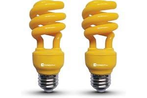 Xtricity Yellow Bug Light Bulbs Compact Fluorescent T2 Spiral, E26 Base, 13W (60W Equivalent), 800 Lumens, Outdoor, CFL, 120V