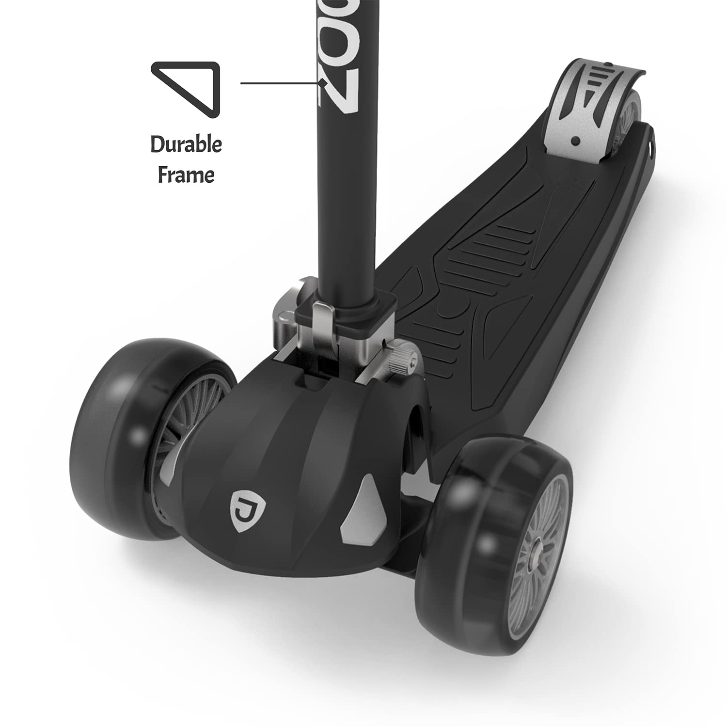 Jetson Scooters - Triton 3 Wheel Kick Scooter (Black) - Collapsible Portable Kids Three Wheel Push Scooter - Lightweight Folding Design - High Stability Lean-to-Steer Safety