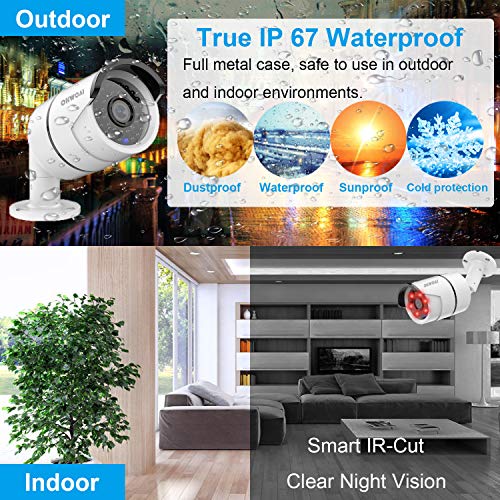 【2019 New 8CH Expandable】OHWOAI Security Camera System Wireless, 8CH 1080P NVR, 4Pcs 1080P HD Outdoor/ Indoor IP Cameras,Home CCTV Surveillance System (No Hard Drive)Waterproof,Remote Access,Plug&Play