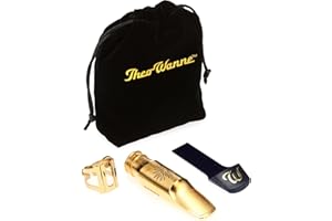 Theo Wanne Fire 2 Alto Saxophone Mouthpiece - 24 Carat Gold Plated - Long Step Baffle - Bright, Fiery and Contemporary Sound - Small Chamber Includes Reed Replacer Cap