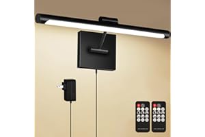 NEWREACH 16.53" Plug in Picture Light with 2 Remote Control, 12W Dimmmable LED Art Light with 10FT Cord, CRI95+ 3000K Modern Painting Frame Light with 3 Lighting Modes, Display Lamp for Bookcase