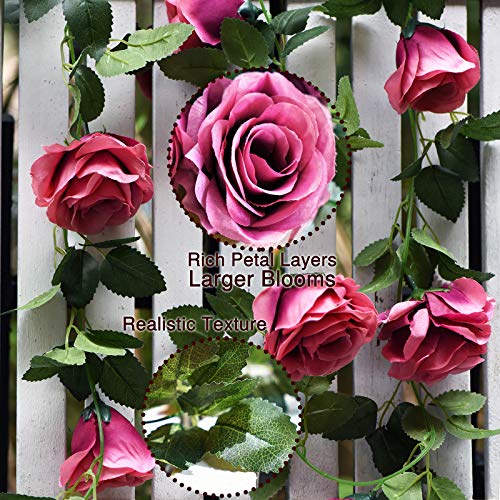 FiveSeasonStuff 29 Ft 4 Pack Rose Garlands Silk Artificial Flowers