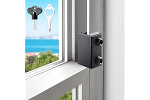 HYIEOU Sliding Window Locks (6 Pack), Window Locks for Up and Down Windows and Horizontal Windows, Window Security Bars, Window Security Lock with Key，Adjustable Security Window Lock (Black)