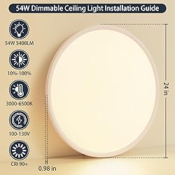KIWIVIC 24 Inch Flush Mount Ceiling Light with