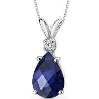 Peora Swiss Blue Topaz Pendant - 14K White Gold, 3.50 Carat Cushion Cut Gemstone With 18 Inch Chain