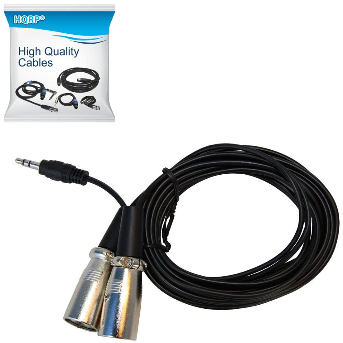 HQRP 3.5mm to Dual Male XLR plugs Cable Cord for KRK Rokit 5 G2s / HS50m's/JBL EON 5151XT / RCF ART sound system