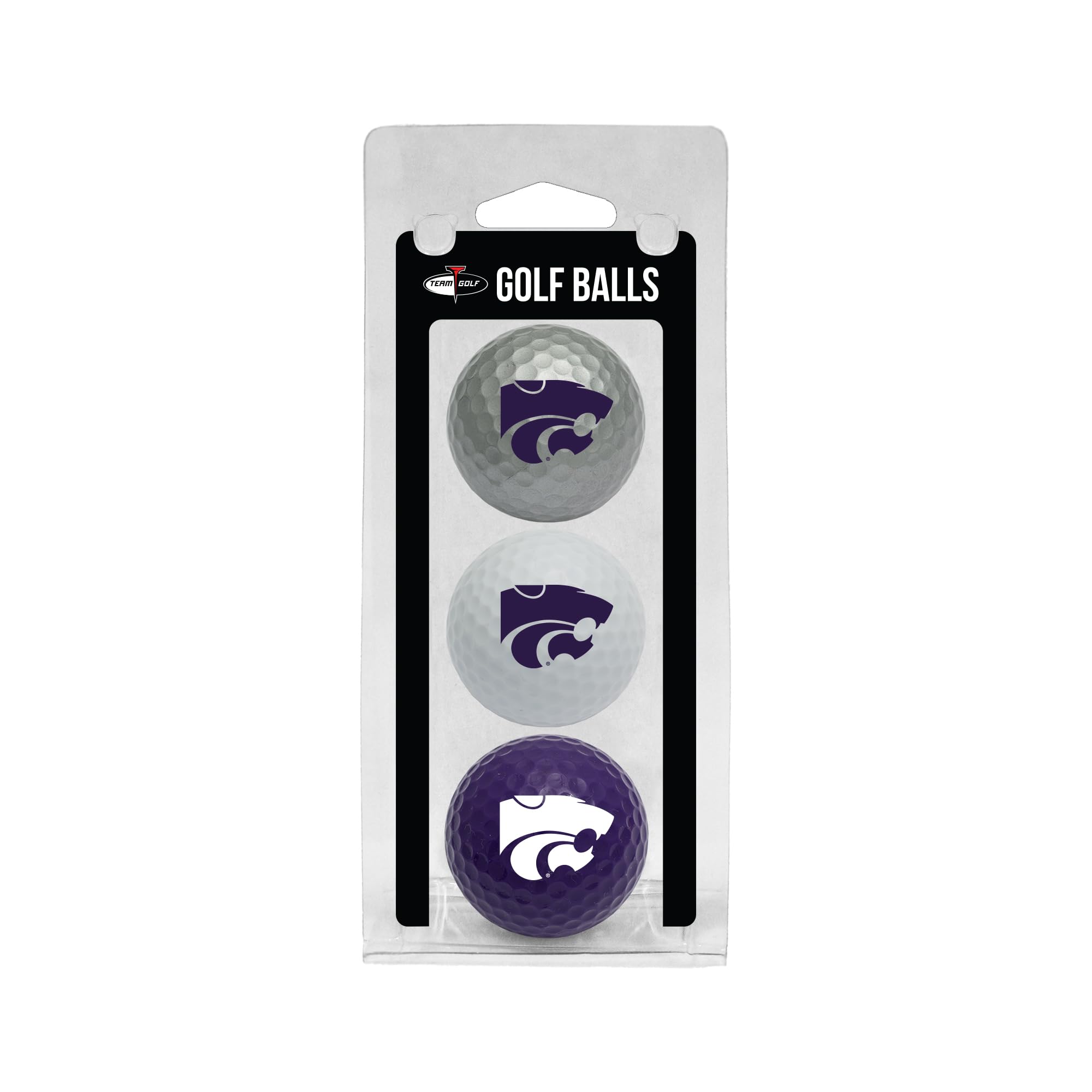 Team Golf NCAA Kansas State Wildcats 3 Golf Ball Pack Regulation Size Golf Balls, 3 Pack, Full Color Durable Team Imprint