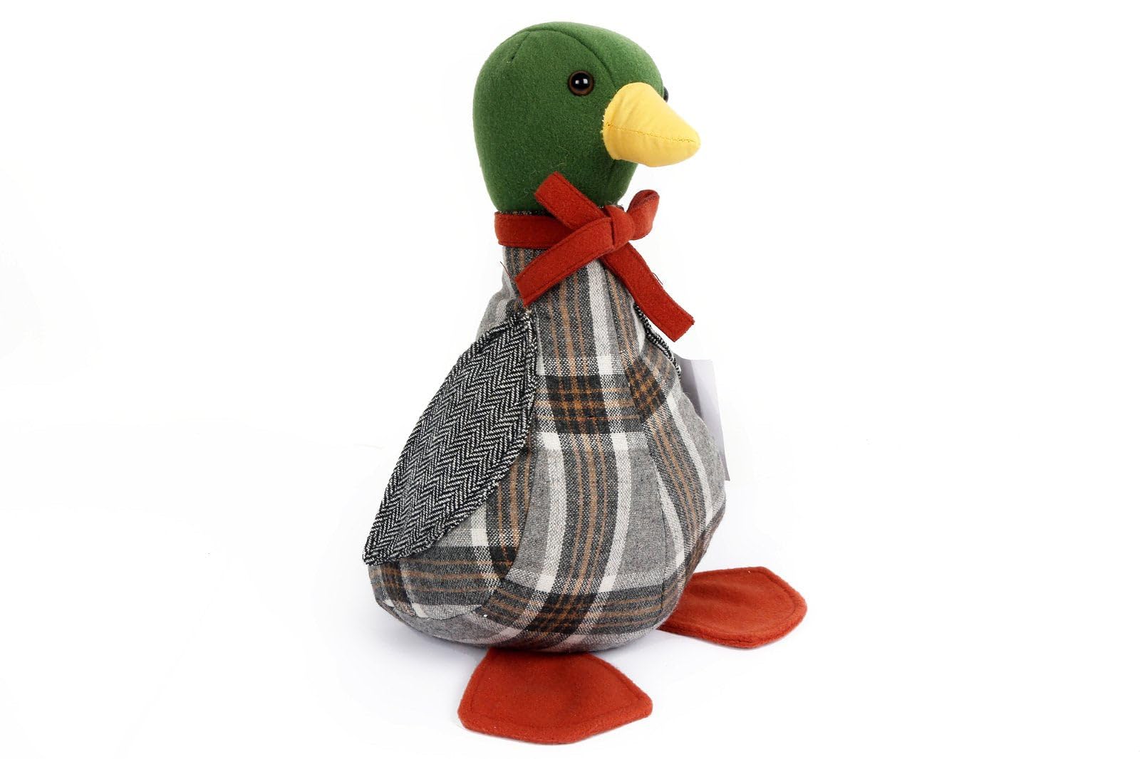 The Home Fusion Company Fabric Duck Door Stop Mallard Duck Doorstop 28cm Tweed Country Farmer Style