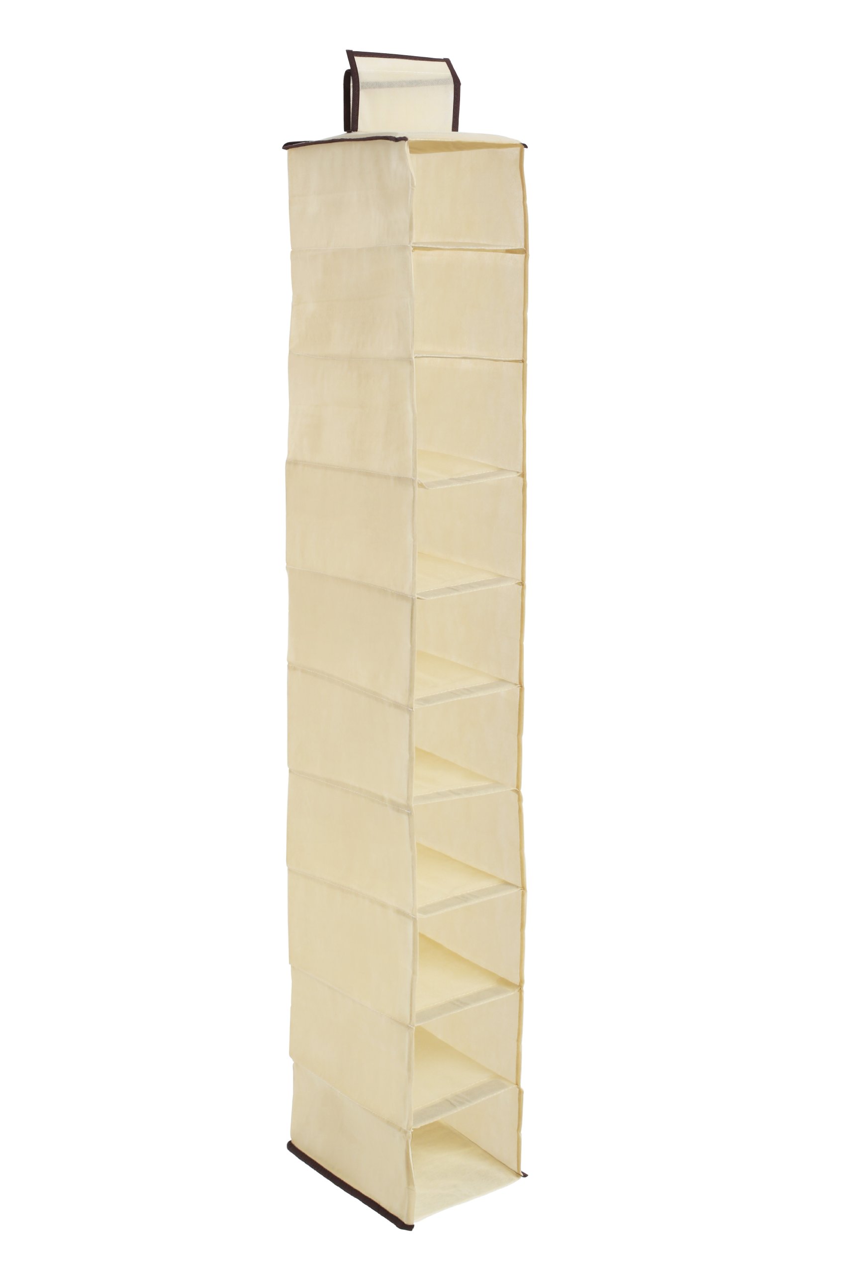 Premier Housewares Ten Section Hanging Shoe Organiser - 1 Piece, Cream,28 x 15 x 120 centimeters, Beige