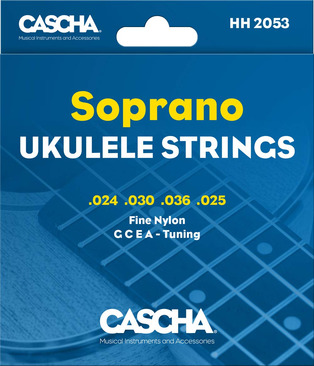 CASCHA Premium Soprano Ukulele Strings, Nylon Strings, Durable - Set with 4 Strings (G C E A), Medium Gauge