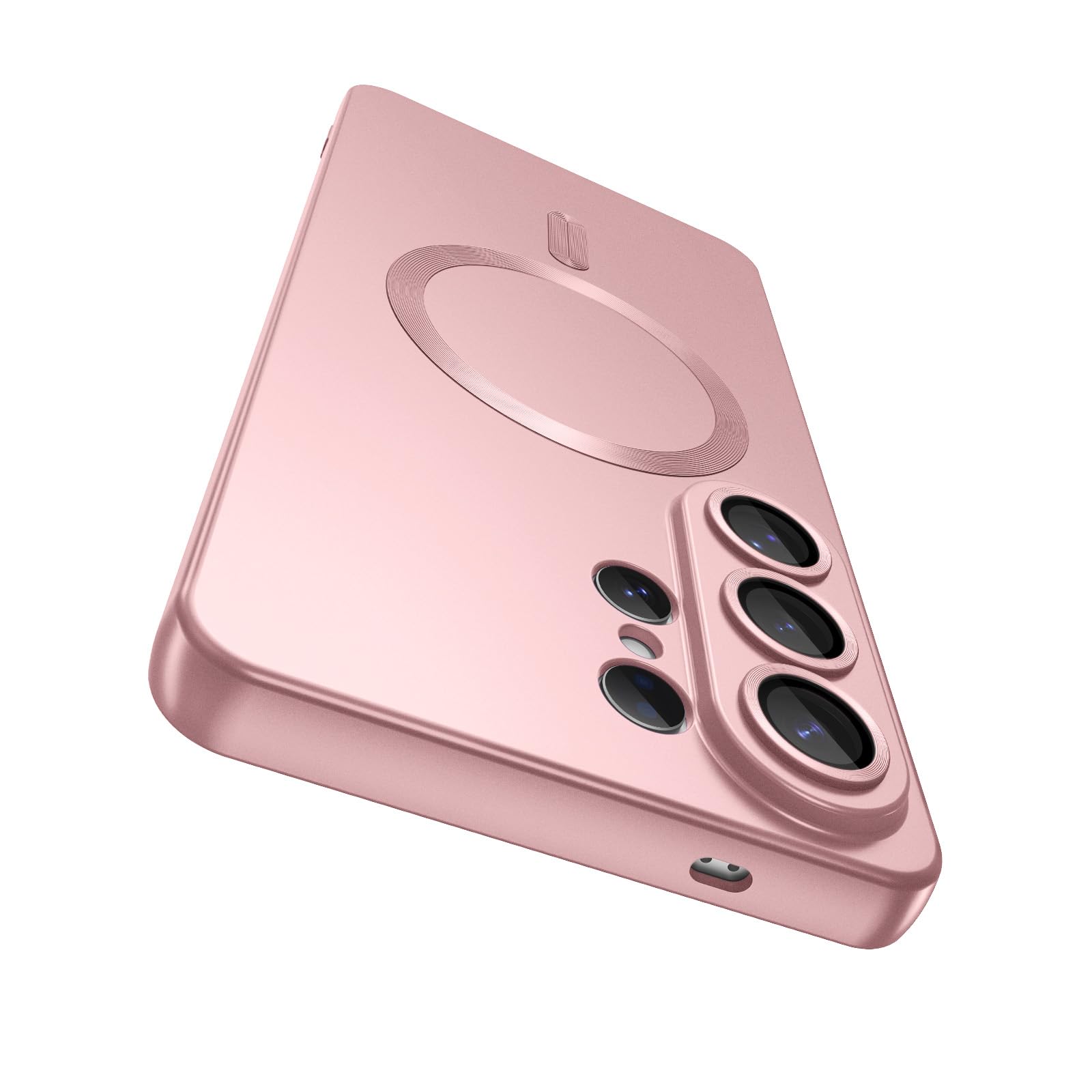 Amzfield Magnetic for Samsung Galaxy S26 Ultra Case for Women Men Girls [Compatible with MagSafe] [Camera Lens Protector] Matte Cute Slim Soft Silicone Bumper Shockproof Metallic Phone Case, Pink
