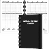Heveboik Income & Expense Log Book - A5 Income and Expense Tracker for Small Business, Accounting Bookkeeping Tracking for Woman and Man, 5.8" x 8.3", Black