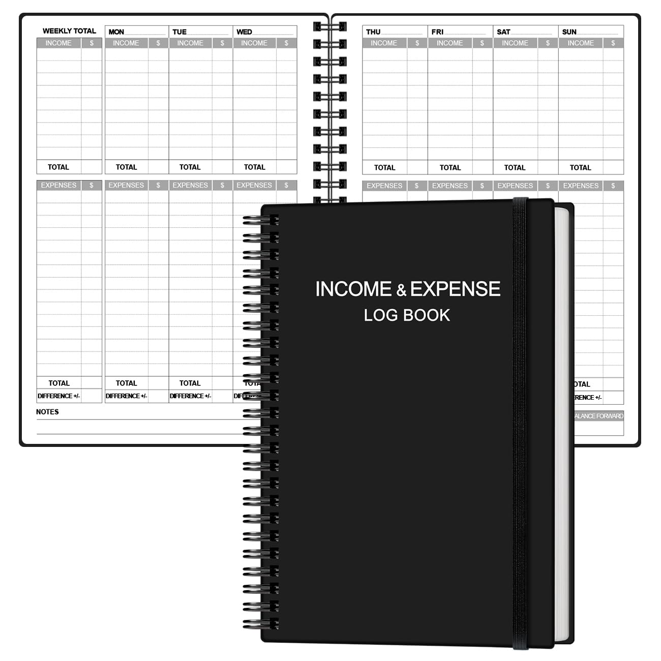 Income & Expense Log Book - A5 Income and Expense Ledger Book for Small Business, Accounting Bookkeeping Tracking Ledger Log Book for Woman and Man, 5.5" x 8.5", Black