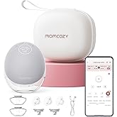 Momcozy Breast Pump Hands Free Upgraded Mobile Flow | M9, App Discreet Control with Personalized Multi-Modes & 15 Levels, Wearable Breast Pump 24mm, 1 Pack Gray