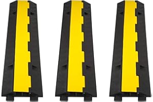 CXRCY Cable Ramp 3 Pack 2 Channel 11000lbs axle Capacity Floor Cord Cable Protector, Rubber Speed Bumps Hose Protector Ramps for Wire/Hose/Pipe Hider Driveway &Outdoor 40x10x2 inch(L x W x H)