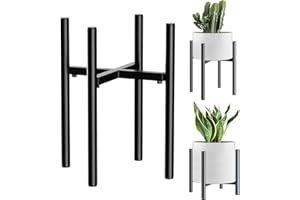 Plant Stand Indoor Adjustable, Metal Modern Plant Stands, Heavy Duty Stable Plant Pot Flower Holder Indoor Outdoor Corner, Bl