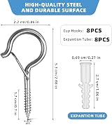 Esteopt Screw-in Hooks Q-Hanger Hooks 8pcs Silver for Outdoor Lights Plants view 2
