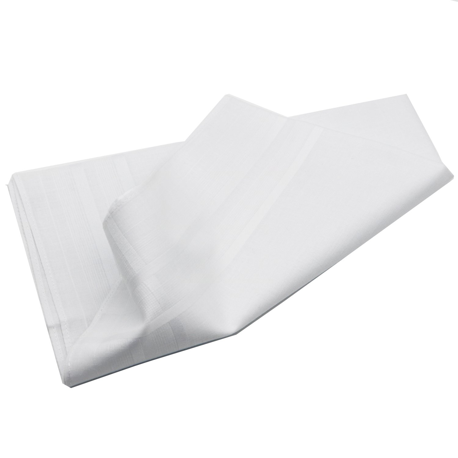 EyreLife 17.5 x 17.5 Inch Men\'s Handkerchiefs 100% Cotton White Hankies, 10 Pack