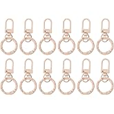 PATIKIL 12 Pcs Lobster Claw Clasp, Colorful Metal Keychain Clasp Swivel Hooks with Spring Key Rings Trigger Clips for Bag Door Key Chains DIY Craft Jewelry Making, Dots Light Brown