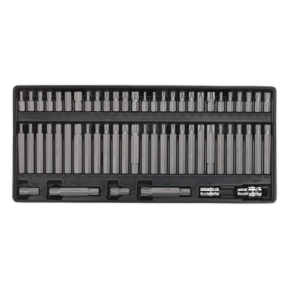Sealey Tbt11 Tool Tray with Ribe/Spline/Hex/Security TRX-Star Bit Set 60Pc