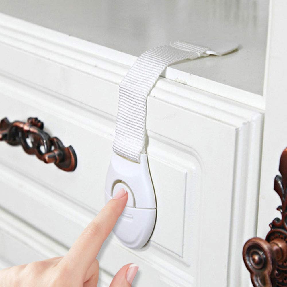 Door Lever Lock 2 Pack and Safety Strap Locks 2 Pack, Child Proof Doors Handles Baby Proof Cabinets, Doors & Appliances with 3M Adhesive