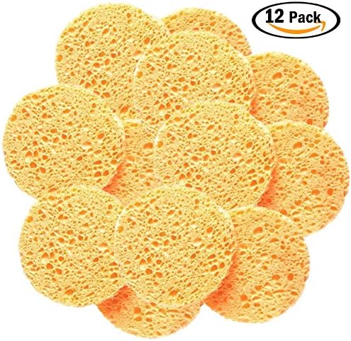 Cherhoo Pulp and Fiber for Daily Facial, Neck Cleansing and Make-up Removal, Natural Untreated Cellulose Fiber (12 Pack, circular)