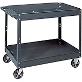 Edsal SC2024 Industrial Gray Commercial Service Cart, Steel, 500lbs Capacity, 24" Width x 32" Height x 36" Depth, 2 Shelves