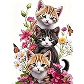 Cat Flower PVC Vinyl Car Decals Stickers Waterproof Self-Adhesive Decals for Cars, Laptops, Trucks, Motorcycles Wall Window Luggage Scratch Cover Door Decor Sticker