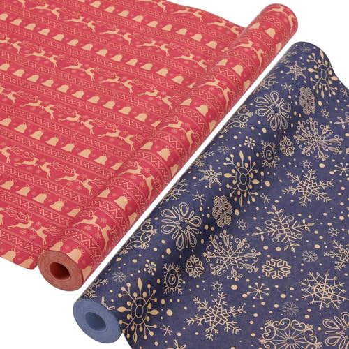 AhfuLife 2 Rolls Christmas Wrapping Paper