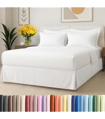 12 Inch Tailored Drop Ruffled/Gathered Easy Fit Bed Skirt (Short Queen