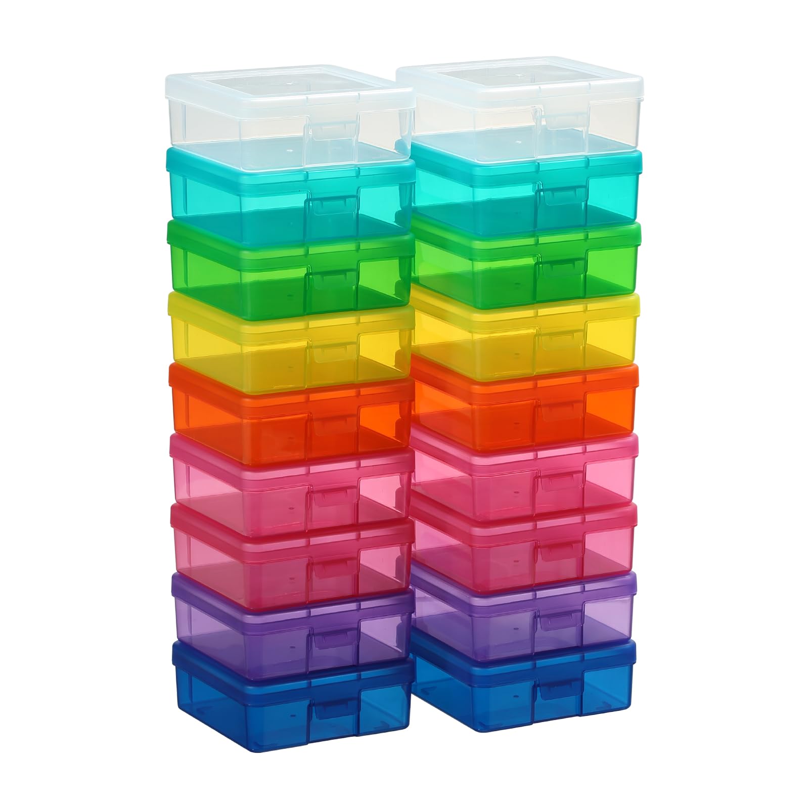 Photo 1 of novelinks Small Plastic Storage Box Containers with Latching Lids - Craft Organizers and Storage Stackable Lego Storage Organizer Pencil Box Crayon Box (18 Pack Small -Color)